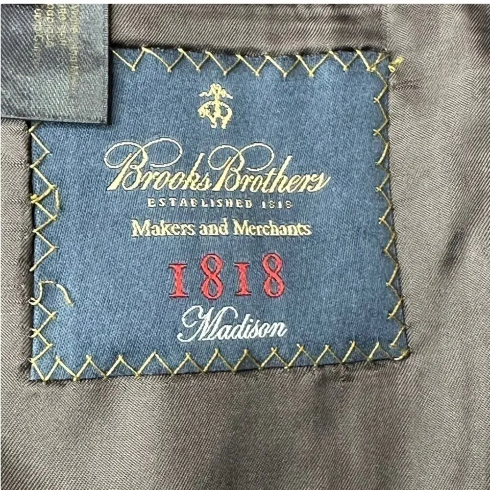Brooks Brothers 1818 Madison in Dark Grey Pinstripe 42L 36W Wool Suit Jacket